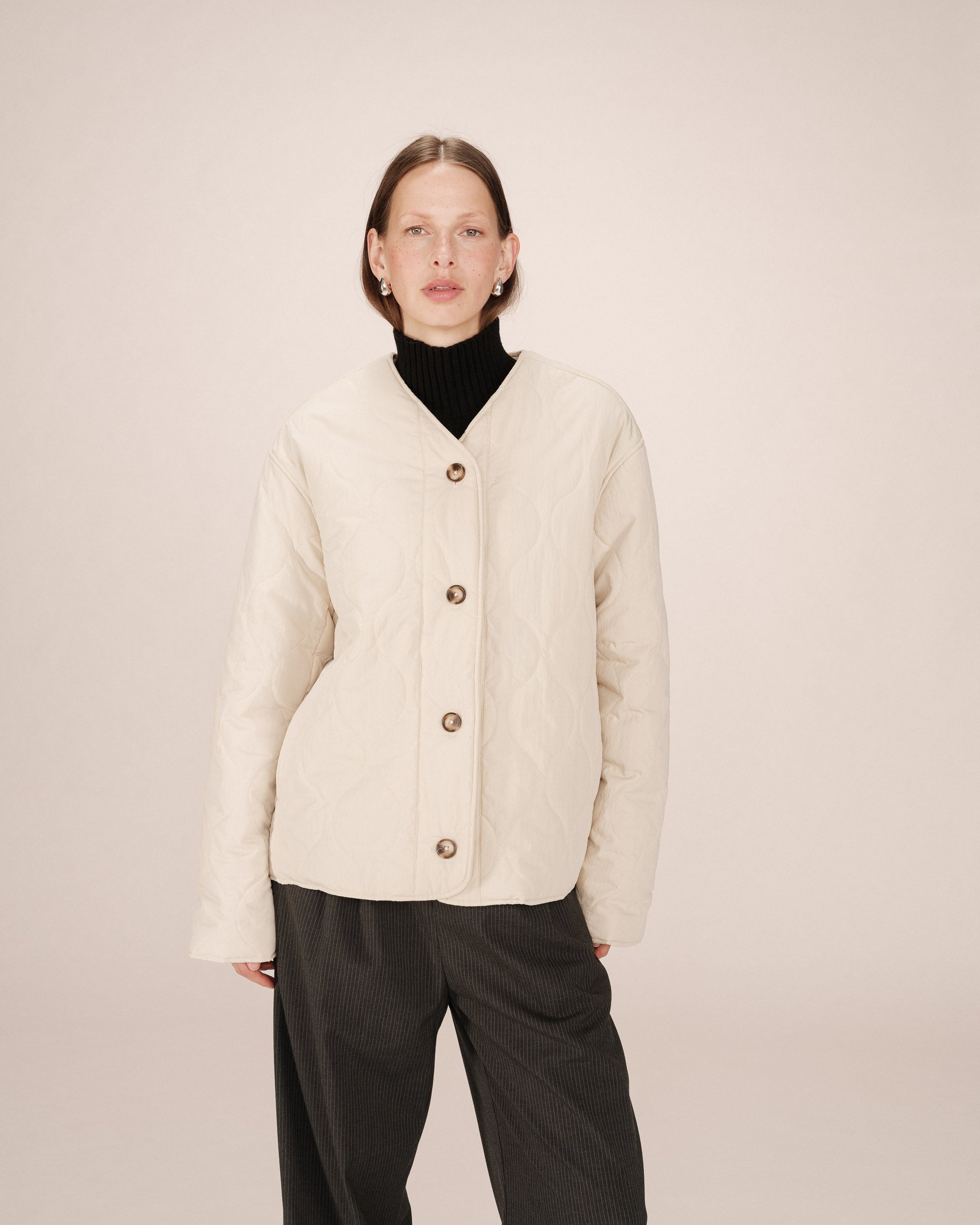 Quilted padded jacket beige Shania