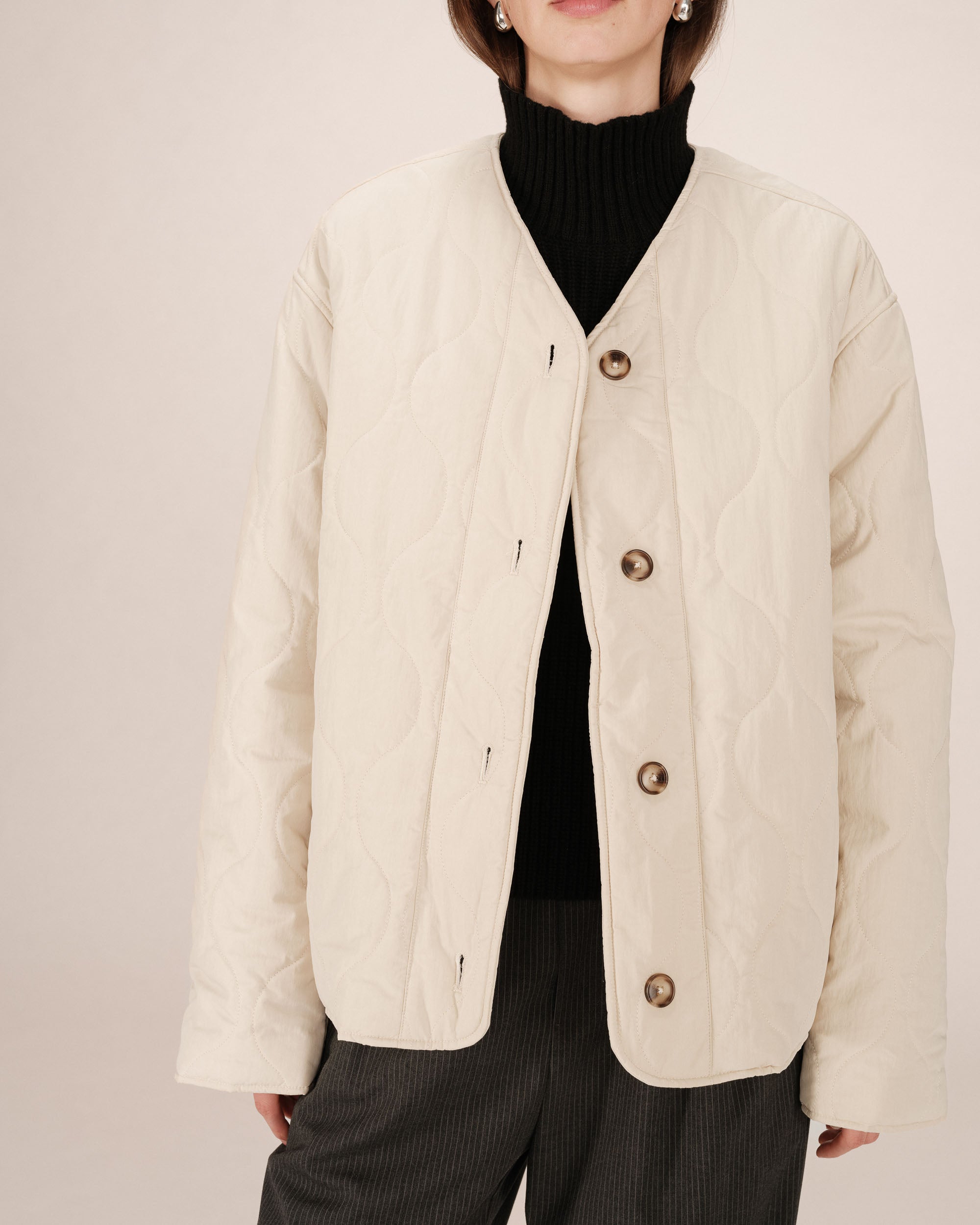 Quilted padded jacket beige Shania