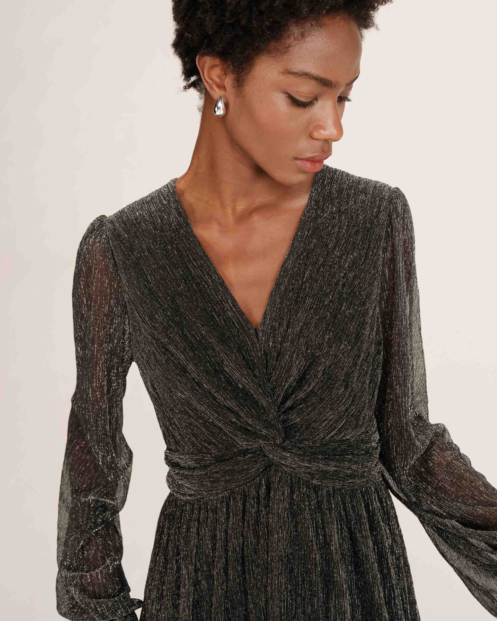 pleated lurex dress Leilani Gown In Pleated Lurex
