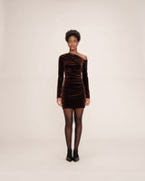 Robe courte velours chocolat Trinite