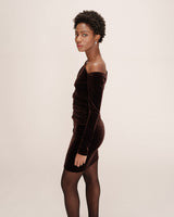 Robe courte velours chocolat Trinite