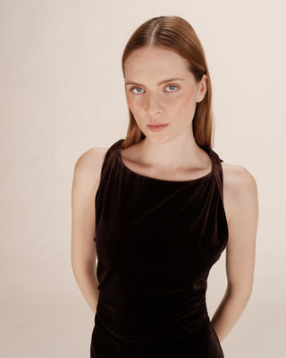 Robe longue velours chocolat Tivoli