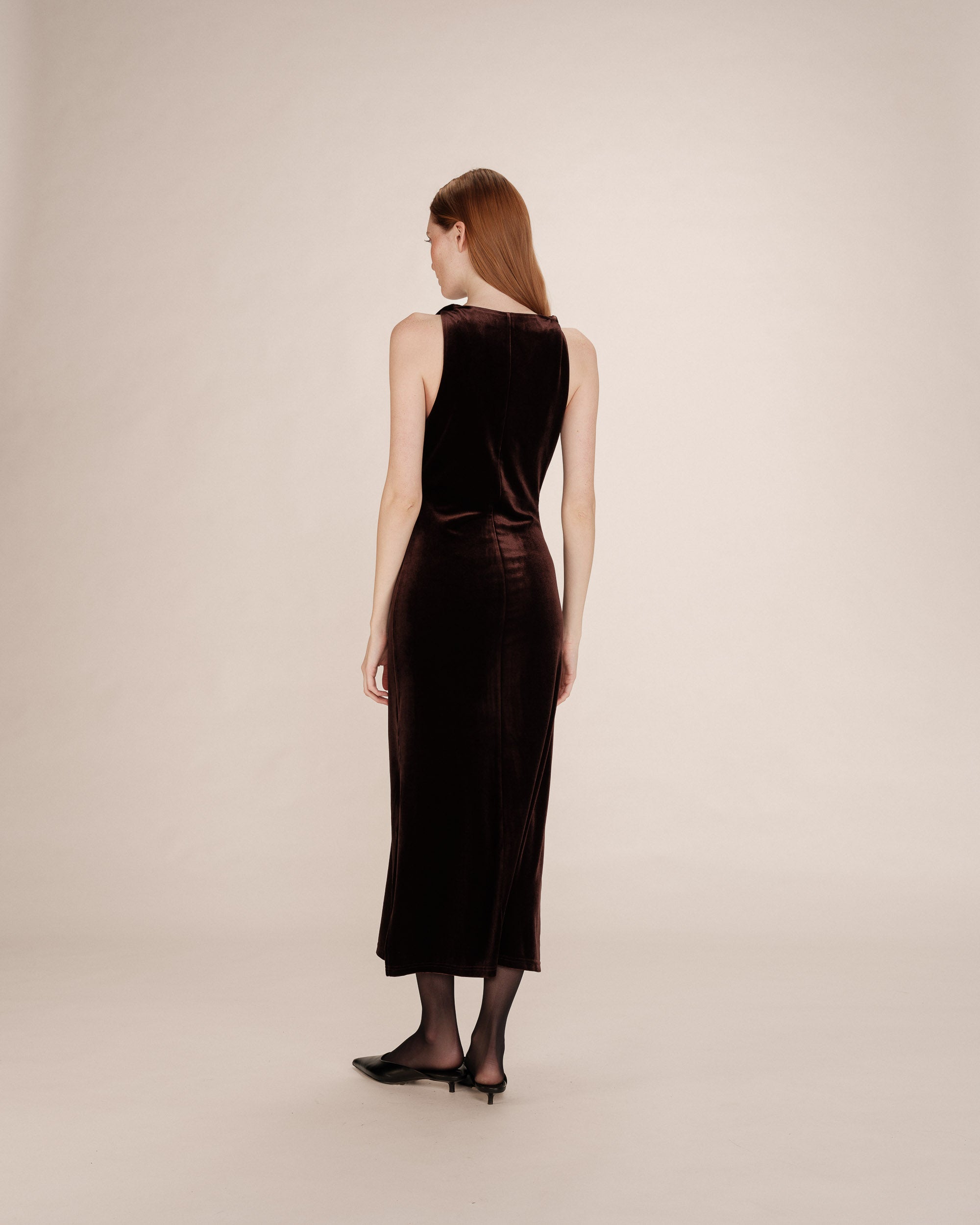 Robe longue velours chocolat Tivoli