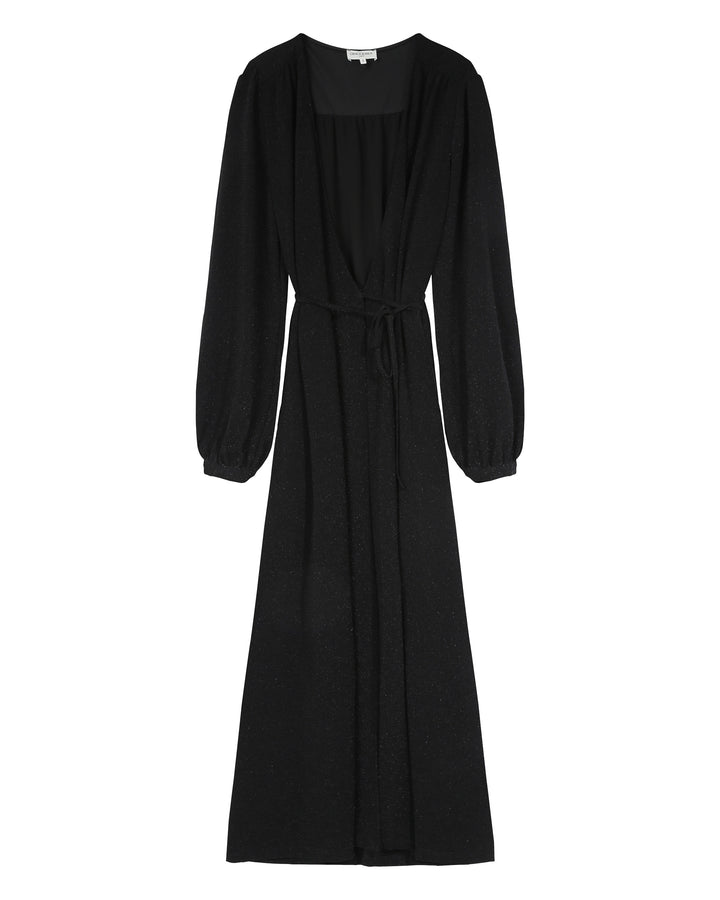 Robe longue portefeuille noir Talia