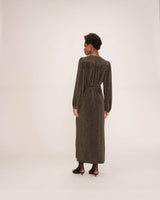 Robe longue portefeuille or Talia