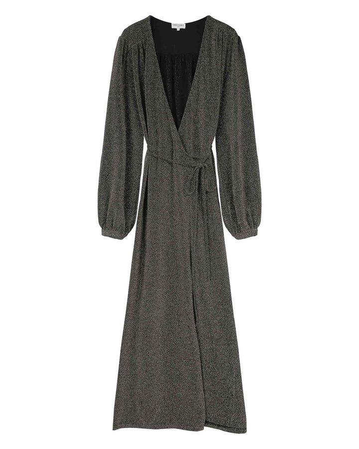 Robe longue portefeuille or Talia