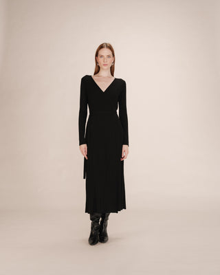 Robe longue en maille noir Tilleul
