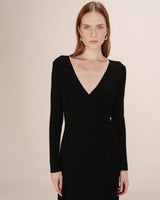 Robe longue en maille noir Tilleul