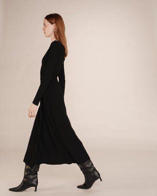 Robe longue en maille noir Tilleul