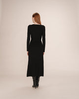 Robe longue en maille noir Tilleul