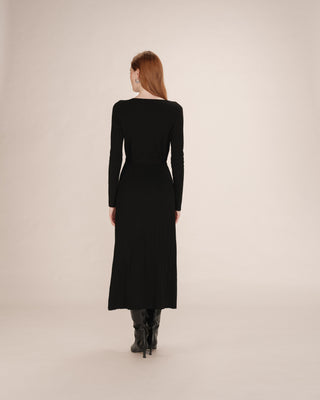 Robe longue en maille noir Tilleul
