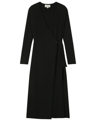 Robe longue en maille noir Tilleul