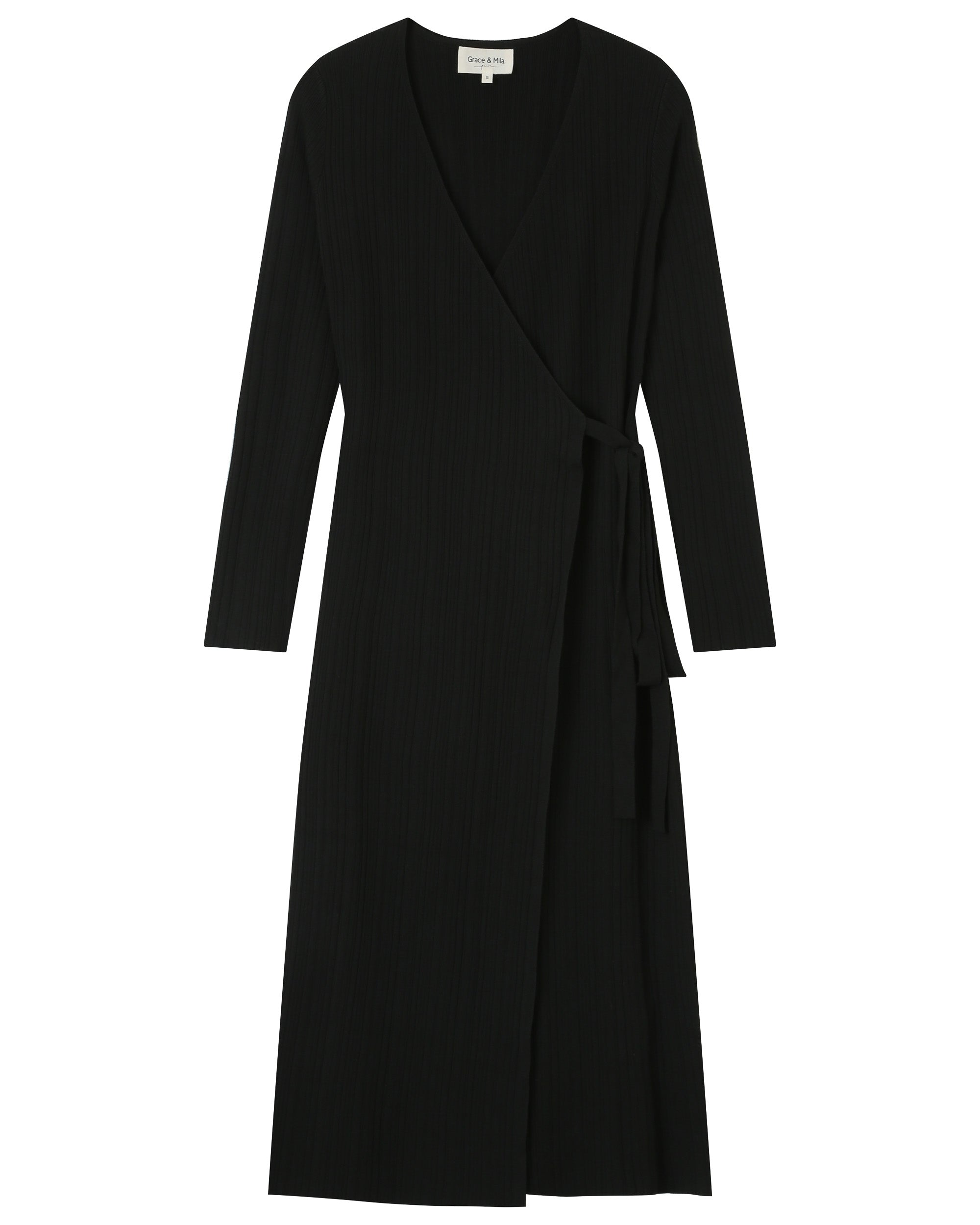 Robe longue en maille noir Tilleul
