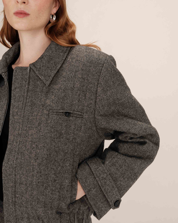 Veste boxy en laine anthracite Tiffany