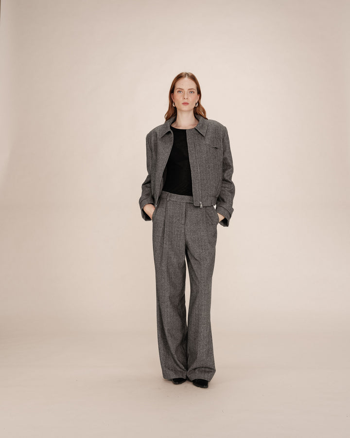 Veste boxy en laine anthracite Tiffany