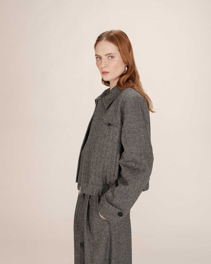 Veste boxy en laine anthracite Tiffany