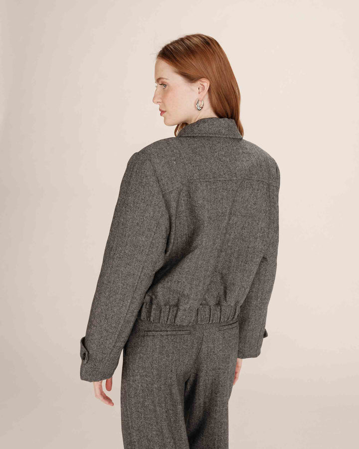 Veste boxy en laine anthracite Tiffany