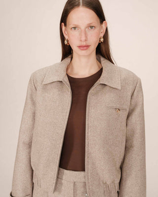 Veste boxy en laine grege Tiffany
