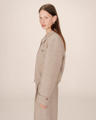 Veste boxy en laine grege Tiffany