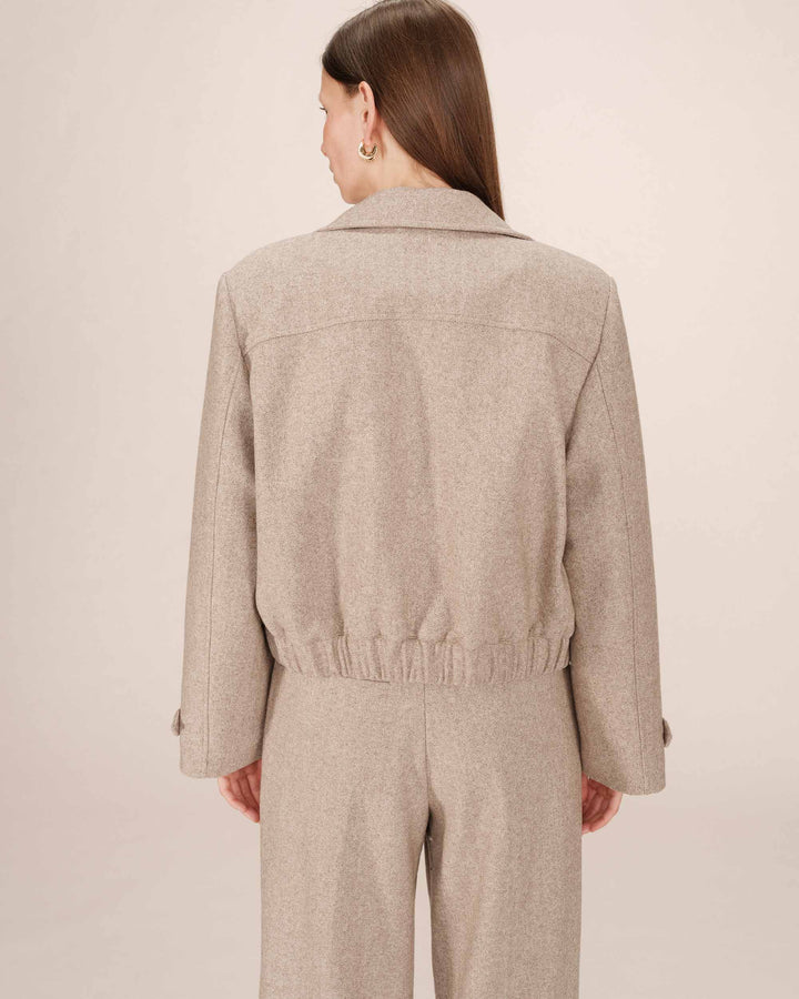 Veste boxy en laine grege Tiffany