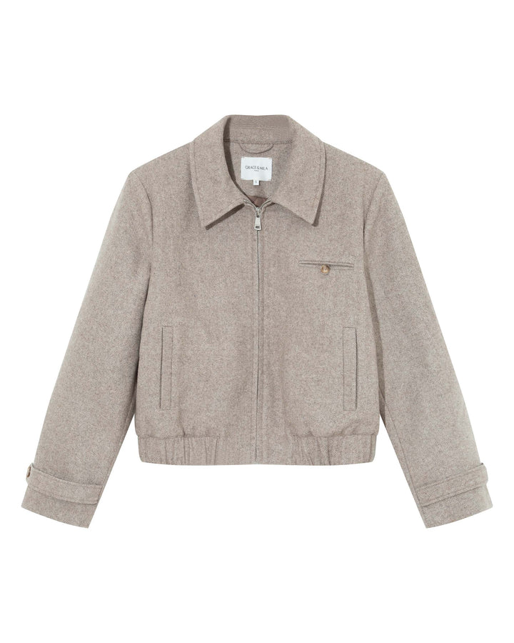 Veste boxy en laine grege Tiffany