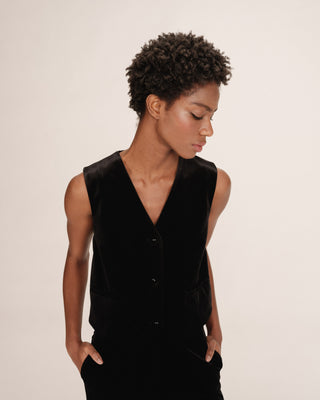 Gilet en velours noir Totem