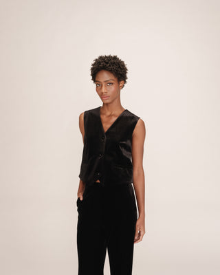 Gilet en velours noir Totem