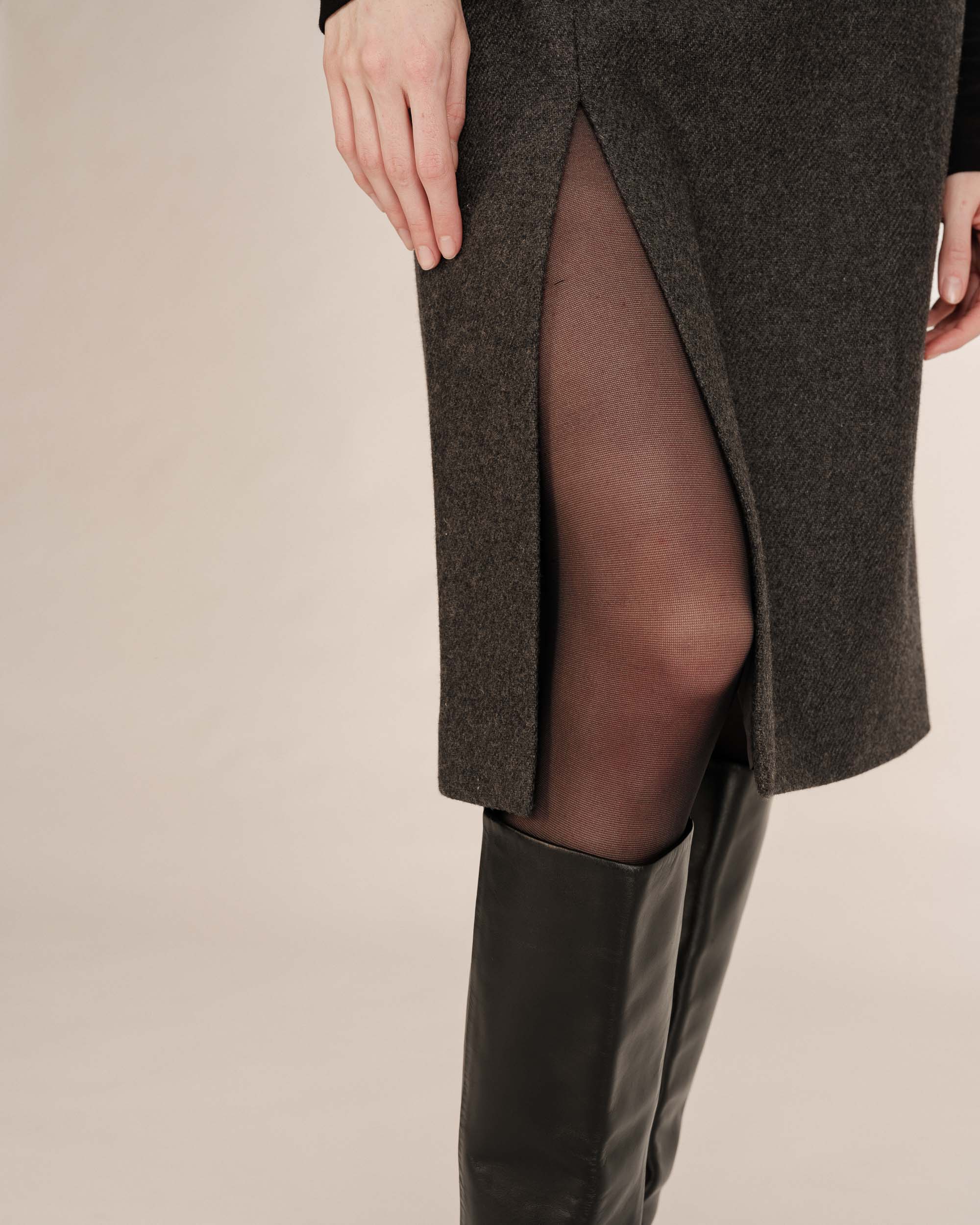 Jupe crayon en laine anthracite Tonya