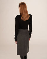 Jupe crayon en laine anthracite Tonya