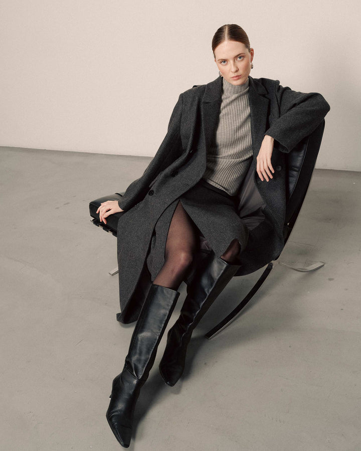 Jupe crayon en laine anthracite Tonya