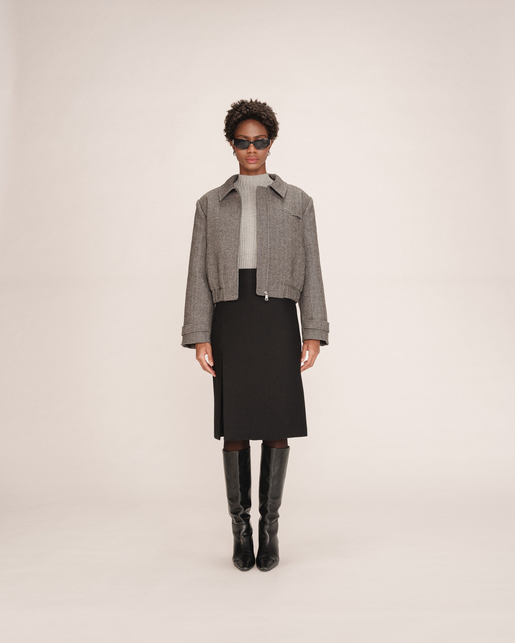 Jupe crayon en laine noir Tonya