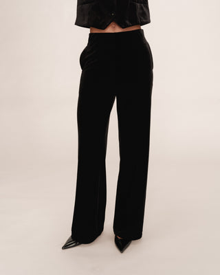 Pantalon tailleur velours noir Tiger
