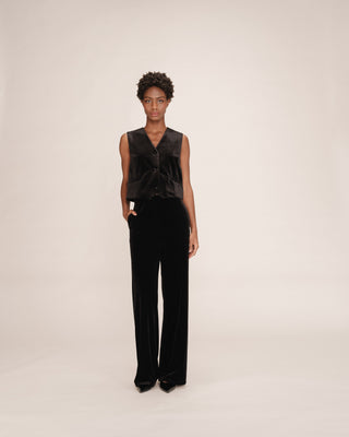Pantalon tailleur velours noir Tiger