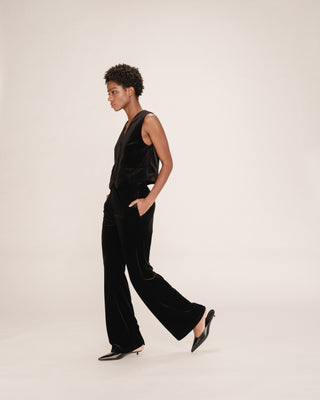 Pantalon tailleur velours noir Tiger