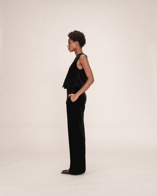 Pantalon tailleur velours noir Tiger