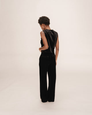 Pantalon tailleur velours noir Tiger