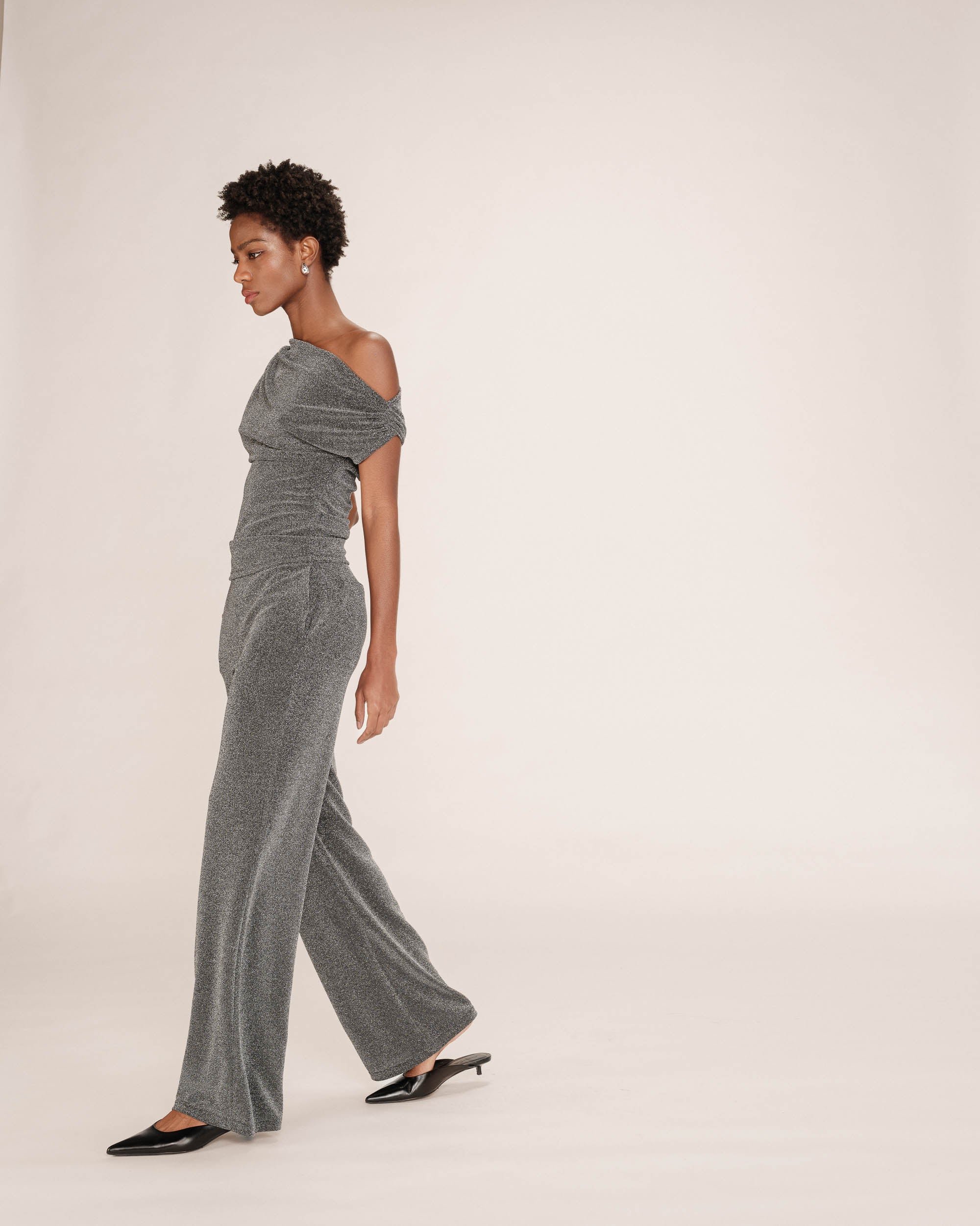 Pantalon large en lurex argent Truth