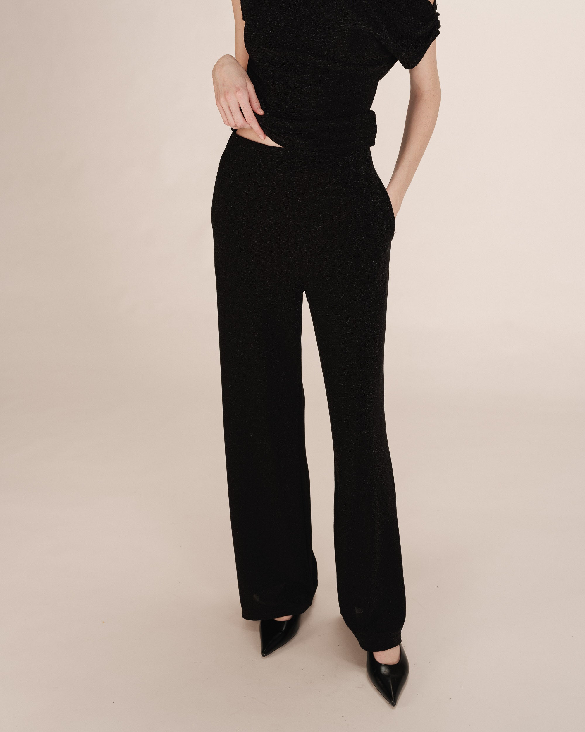 Pantalon large en lurex noir Truth