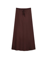 Jupe longue en satin chocolat Talmas