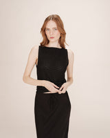 Jupe longue en satin noir Talmas
