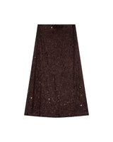 Jupe longue en sequins chocolat Tailana