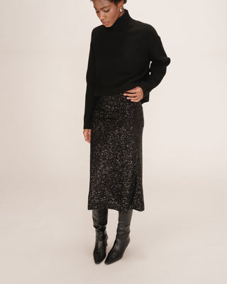 Jupe longue en sequins noir Tailana