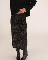 Jupe longue en sequins noir Tailana