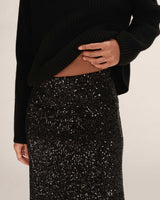 Jupe longue en sequins noir Tailana