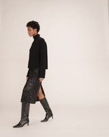 Jupe longue en sequins noir Tailana