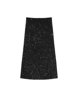 Jupe longue en sequins noir Tailana