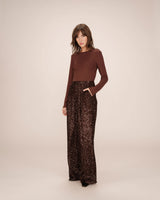 Pantalon large en sequins chocolat Toby