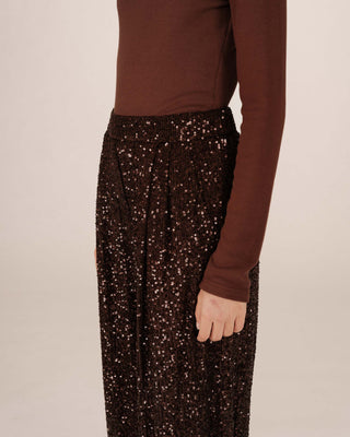 Pantalon large en sequins chocolat Toby
