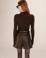 Short simili cuir chocolat Travis