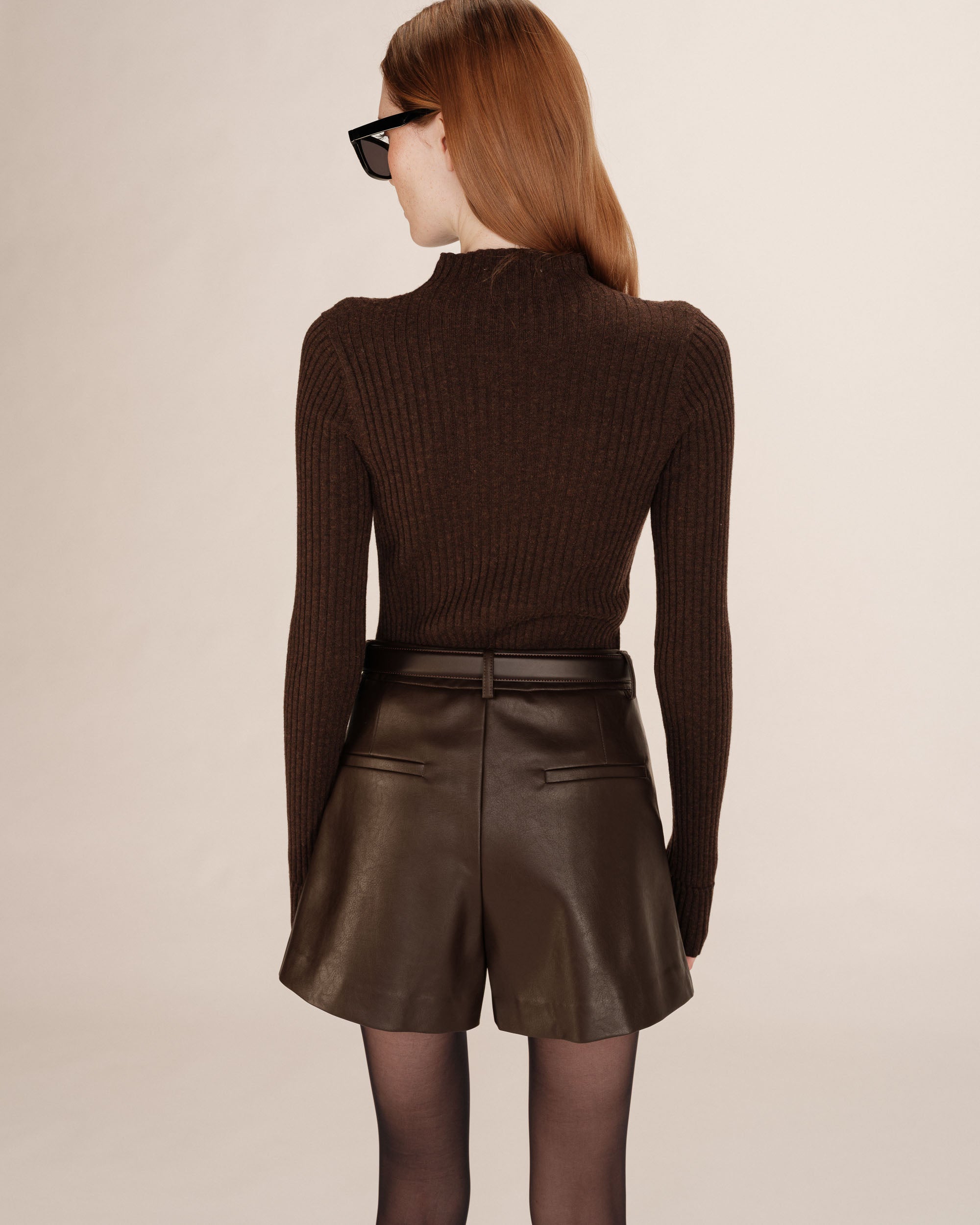 Short simili cuir chocolat Travis